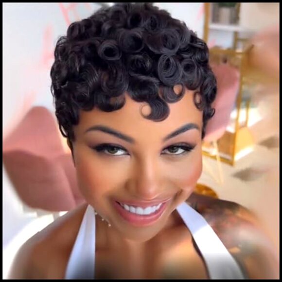 Short Curly Bob Wig Brazilian Human Hair Glueless Adjustable Straps Modern main image 4